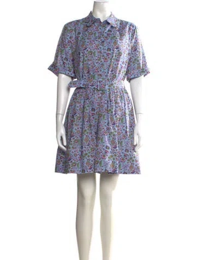 Pre-owned Kate Spade Floral Print Mini Dress In Blue