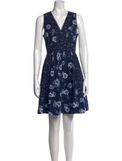Pre-owned Kate Spade Floral Print Mini Dress In Blue