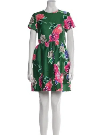 Pre-owned Kate Spade Floral Print Mini Dress In Blue