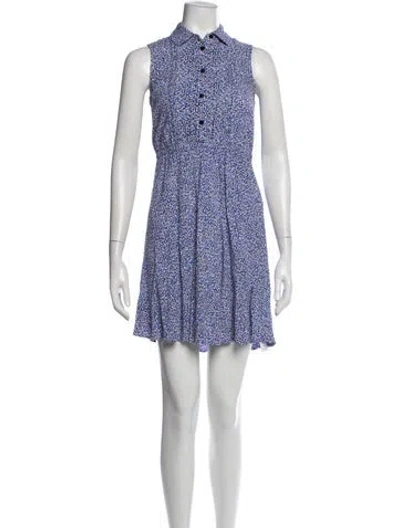 Pre-owned Kate Spade Floral Print Mini Dress In Blue