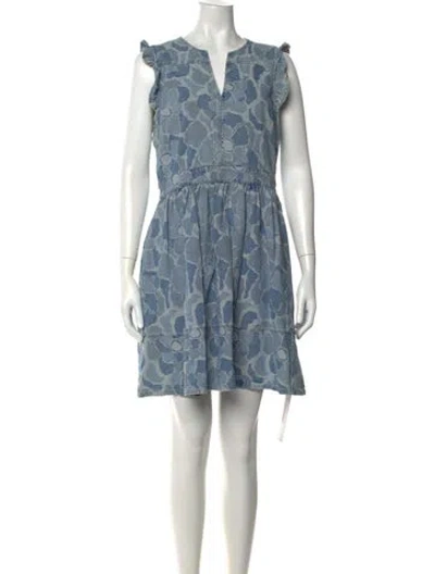 Pre-owned Kate Spade Floral Print Mini Dress In Blue