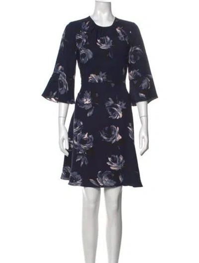 Pre-owned Kate Spade Floral Print Mini Dress In Blue