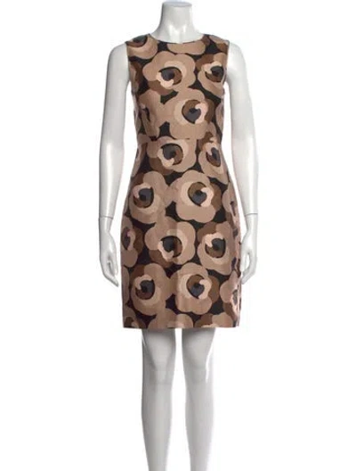 Pre-owned Kate Spade Floral Print Mini Dress In Brown