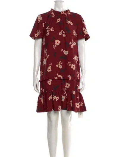 Pre-owned Kate Spade Floral Print Mini Dress In Burgundy