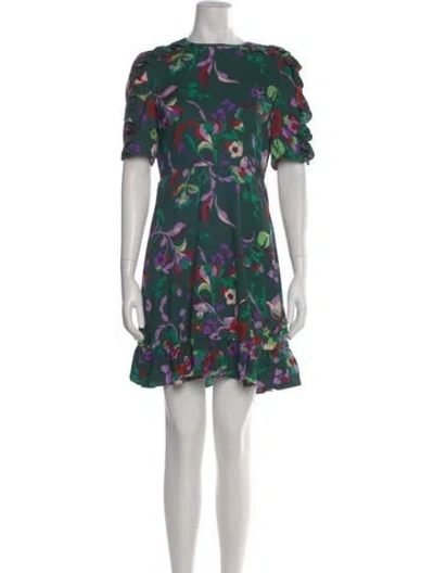 Pre-owned Kate Spade Floral Print Mini Dress In Green