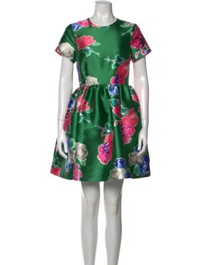 Pre-owned Kate Spade Floral Print Mini Dress In Green