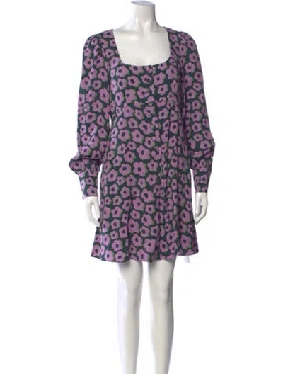 Pre-owned Kate Spade Floral Print Mini Dress In Green/purple