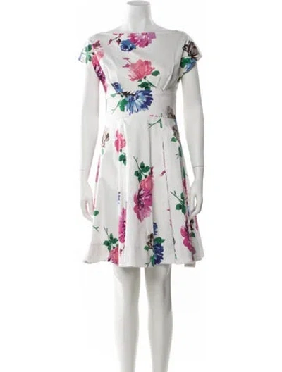 Pre-owned Kate Spade Floral Print Mini Dress In Neutral