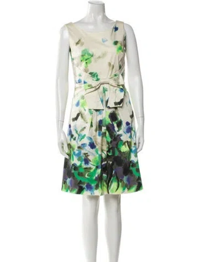 Pre-owned Kate Spade Floral Print Mini Dress In Neutral