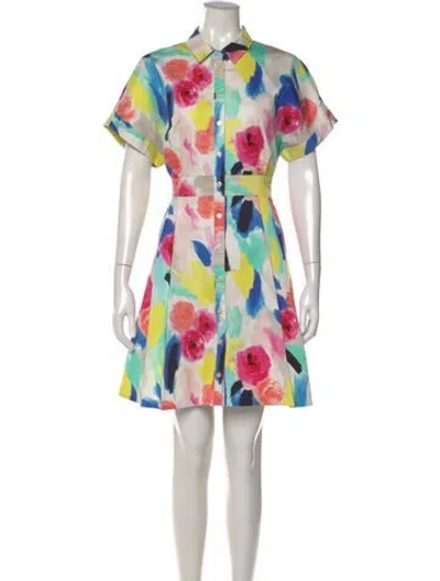 Pre-owned Kate Spade Floral Print Mini Dress In Neutral