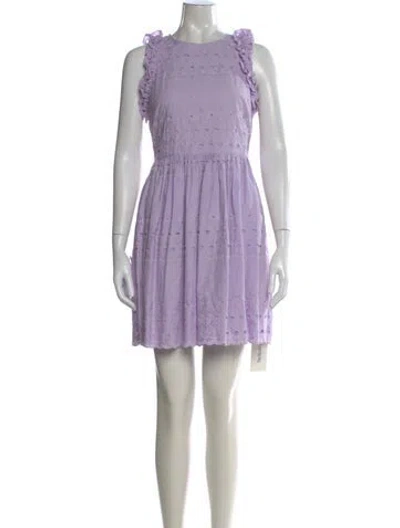 Pre-owned Kate Spade Floral Print Mini Dress In Purple