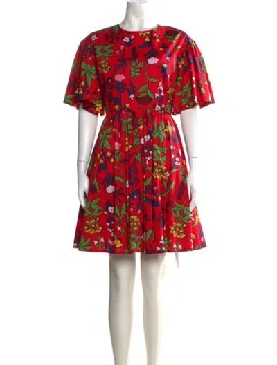 Pre-owned Kate Spade Floral Print Mini Dress In Red