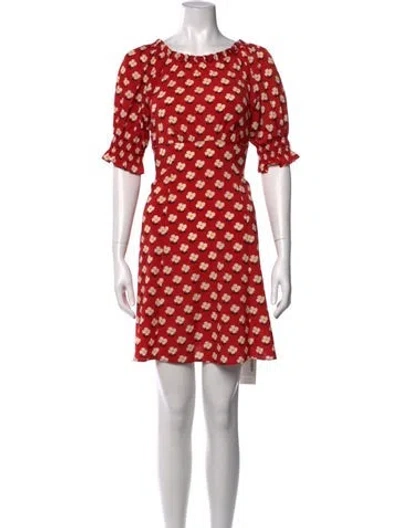 Pre-owned Kate Spade Floral Print Mini Dress In Red