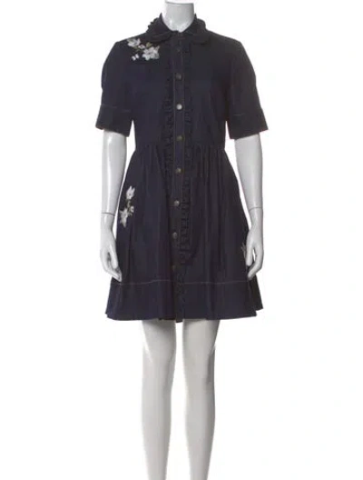 Pre-owned Kate Spade Floral Print Mini Dress W/ Tags In Blue