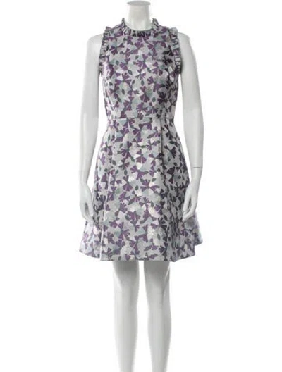 Pre-owned Kate Spade Floral Print Mini Dress W/ Tags In Purple