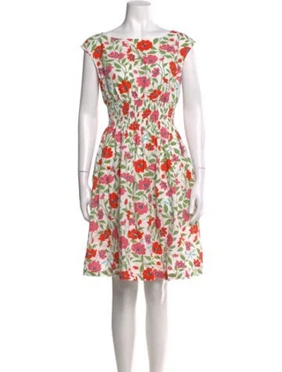 Pre-owned Kate Spade Floral Print Mini Dress In White