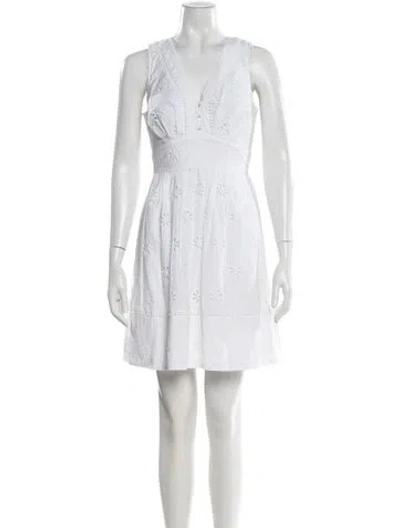 Pre-owned Kate Spade Floral Print Mini Dress In White
