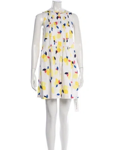 Pre-owned Kate Spade Floral Print Mini Dress In White