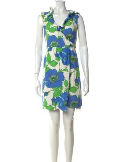 Pre-owned Kate Spade Floral Print Mini Dress In White