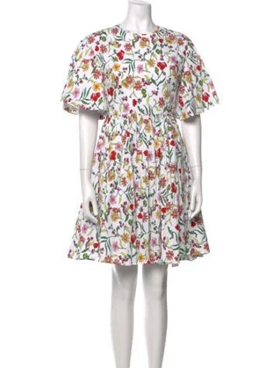 Pre-owned Kate Spade Floral Print Mini Dress In White