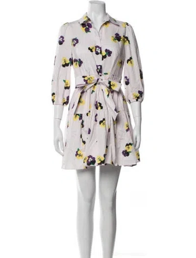 Pre-owned Kate Spade Floral Print Mini Dress In White
