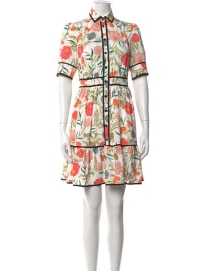 Pre-owned Kate Spade Floral Print Mini Dress In White