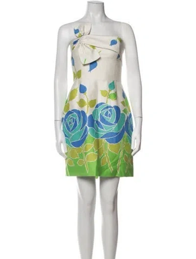 Pre-owned Kate Spade Floral Print Mini Dress In White