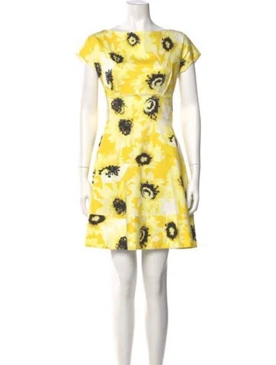 Pre-owned Kate Spade Floral Print Mini Dress In Yellow