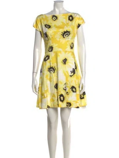 Pre-owned Kate Spade Floral Print Mini Dress In Yellow