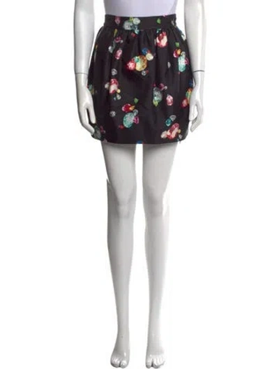 Pre-owned Kate Spade Floral Print Mini Skirt In Black
