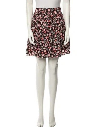 Pre-owned Kate Spade Floral Print Mini Skirt In Black