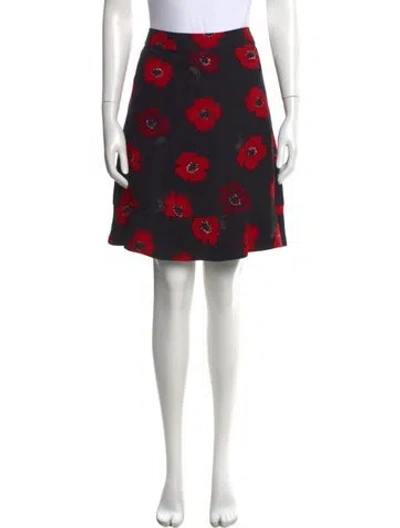 Pre-owned Kate Spade Floral Print Mini Skirt In Black