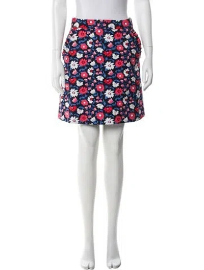 Pre-owned Kate Spade Floral Print Mini Skirt In Blue