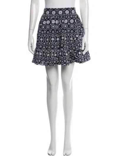 Pre-owned Kate Spade Floral Print Mini Skirt In Blue