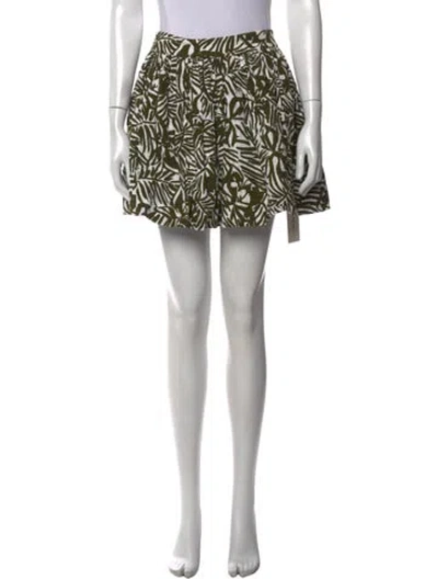 Pre-owned Kate Spade Floral Print Mini Skirt In Green