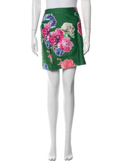 Pre-owned Kate Spade Floral Print Mini Skirt In Green