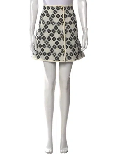 Pre-owned Kate Spade Floral Print Mini Skirt W/ Tags In White