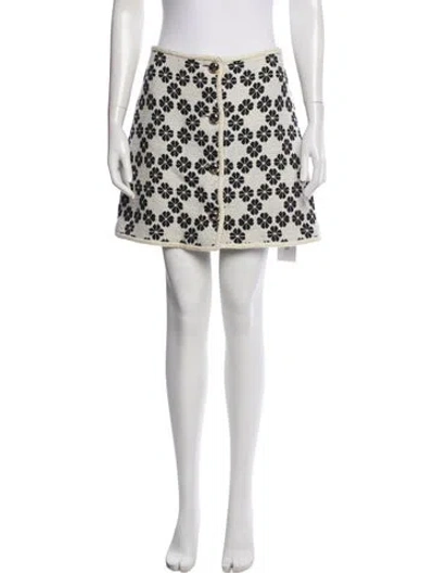 Pre-owned Kate Spade Floral Print Mini Skirt In White