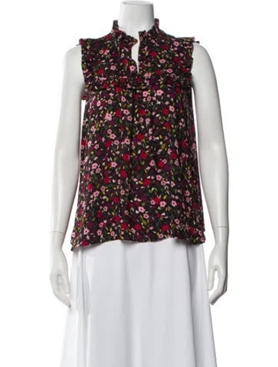 Pre-owned Kate Spade Floral Print Mock Neck Sweater In Black