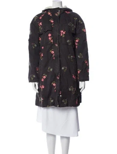 Pre-owned Kate Spade Floral Print Parka In Blue