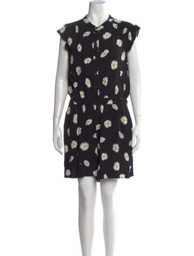 Pre-owned Kate Spade Floral Print Romper In Black