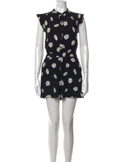 Pre-owned Kate Spade Floral Print Romper In Black