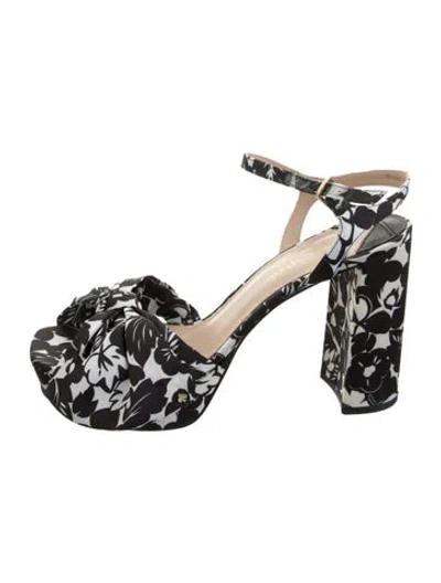 Pre-owned Kate Spade Floral Print Sandals In Black