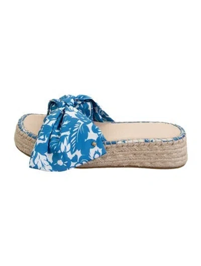 Pre-owned Kate Spade Floral Print Slides In Blue