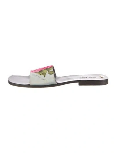 Pre-owned Kate Spade Floral Print Slides In Blue