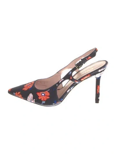 Pre-owned Kate Spade Floral Print Slingback Pumps In Blue