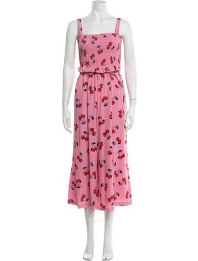 Pre-owned Kate Spade Floral Print Square Neckline Jumpsuit In Pink