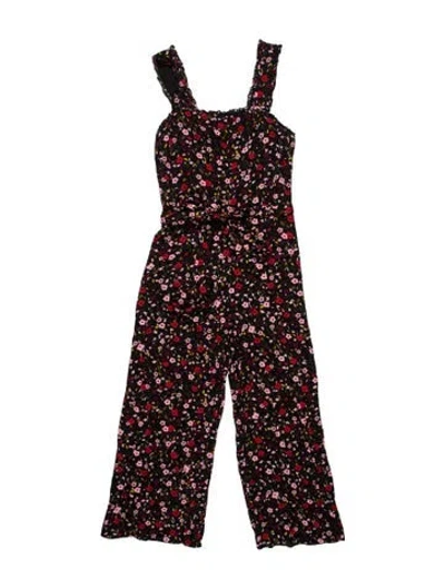 Pre-owned Kate Spade Floral Print Tie Neck Jumpsuit In Red
