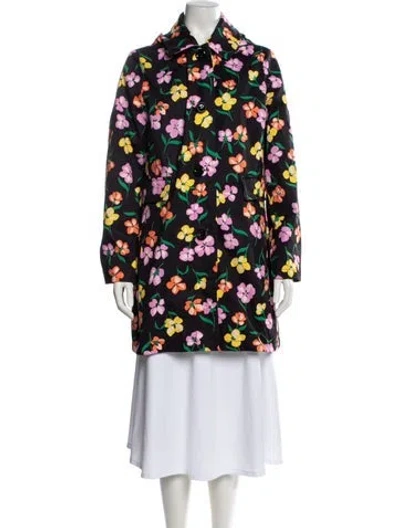 Pre-owned Kate Spade Floral Print Trench Coat In Multi
