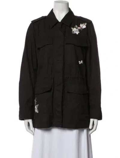 Pre-owned Kate Spade Floral Print Utility Jacket In Brown